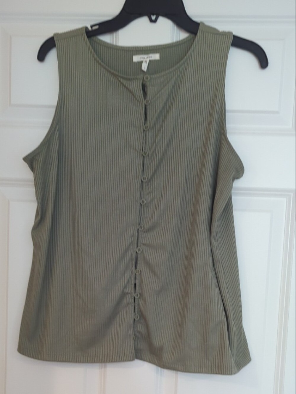 Maurices Olive Green Ribbed Button-Front Tank - Picture 2 of 3